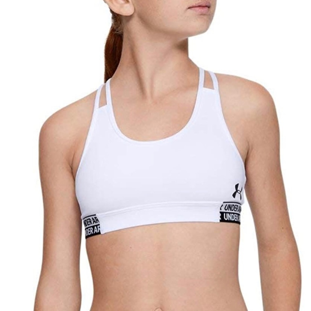 Under Armour Girls HeatGear Sports Bra White Sz S Youth